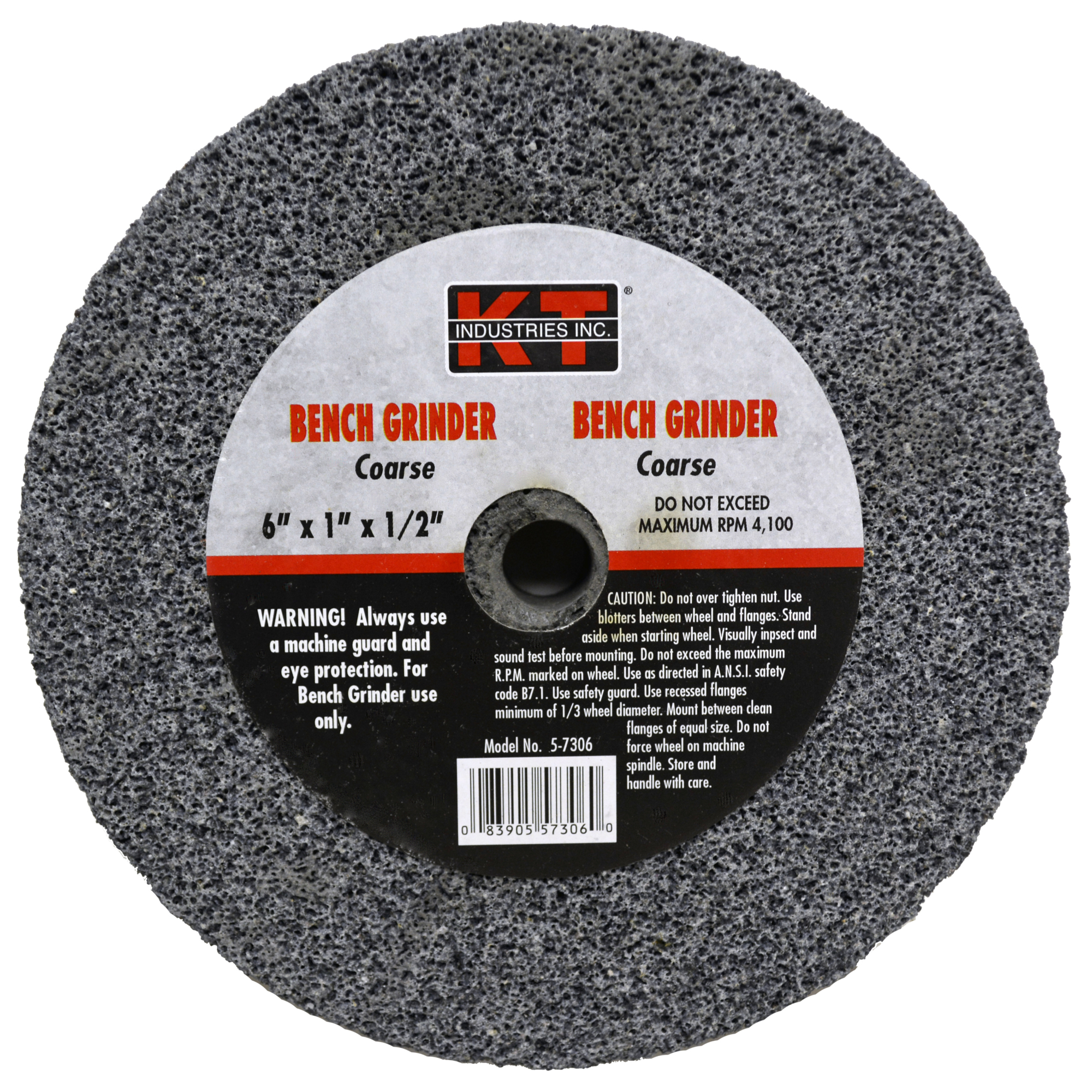 K-T Industries Bench Grinder Wheel — Coarse, 6in. x 1in., Aluminum Oxide, 4100 RPM, Model# 5-7306